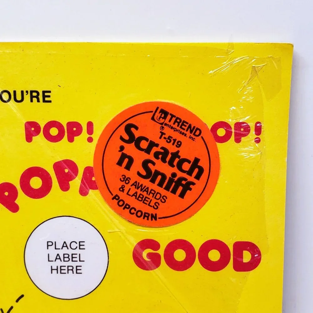 1979 Trend Popcorn Scratch 'n Sniff Sticker Sheets w/ Certificates Poppin' Good